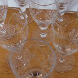 Old very fine stemmed glasses in chiseled crystal from the 50s