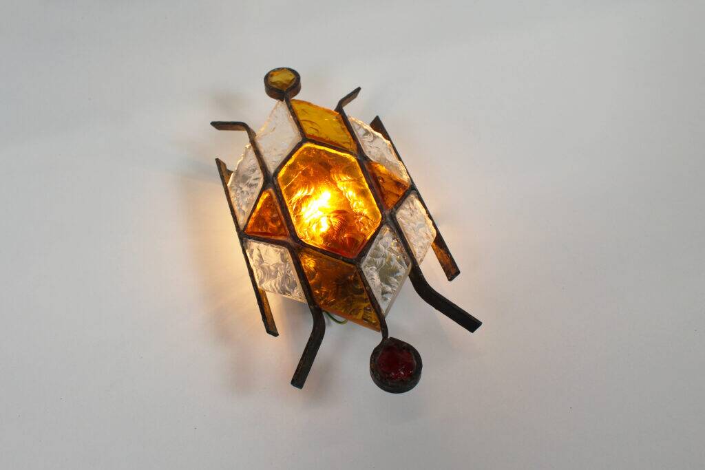Brutalist glass wall sconce by Longobard, Italy 1960s