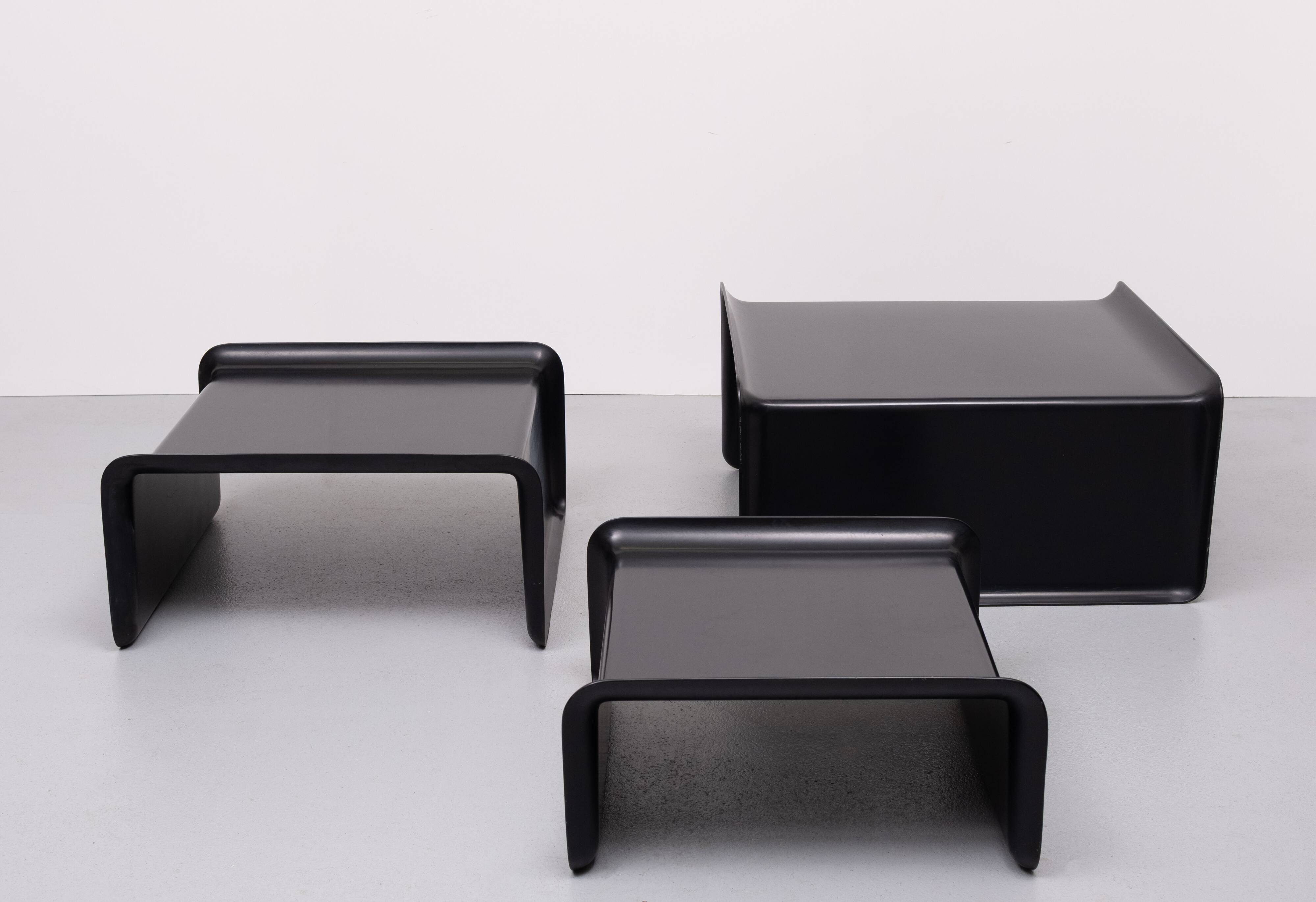 Rosenthal Large Black Fiberglass nesting tables 1970s Germany