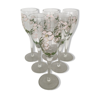 Set of 6 Champagne flutes Perriet-Jouet Art Nouveau