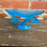 Set of 6 zig zag design ice cream bowls la rochere frosted glass france