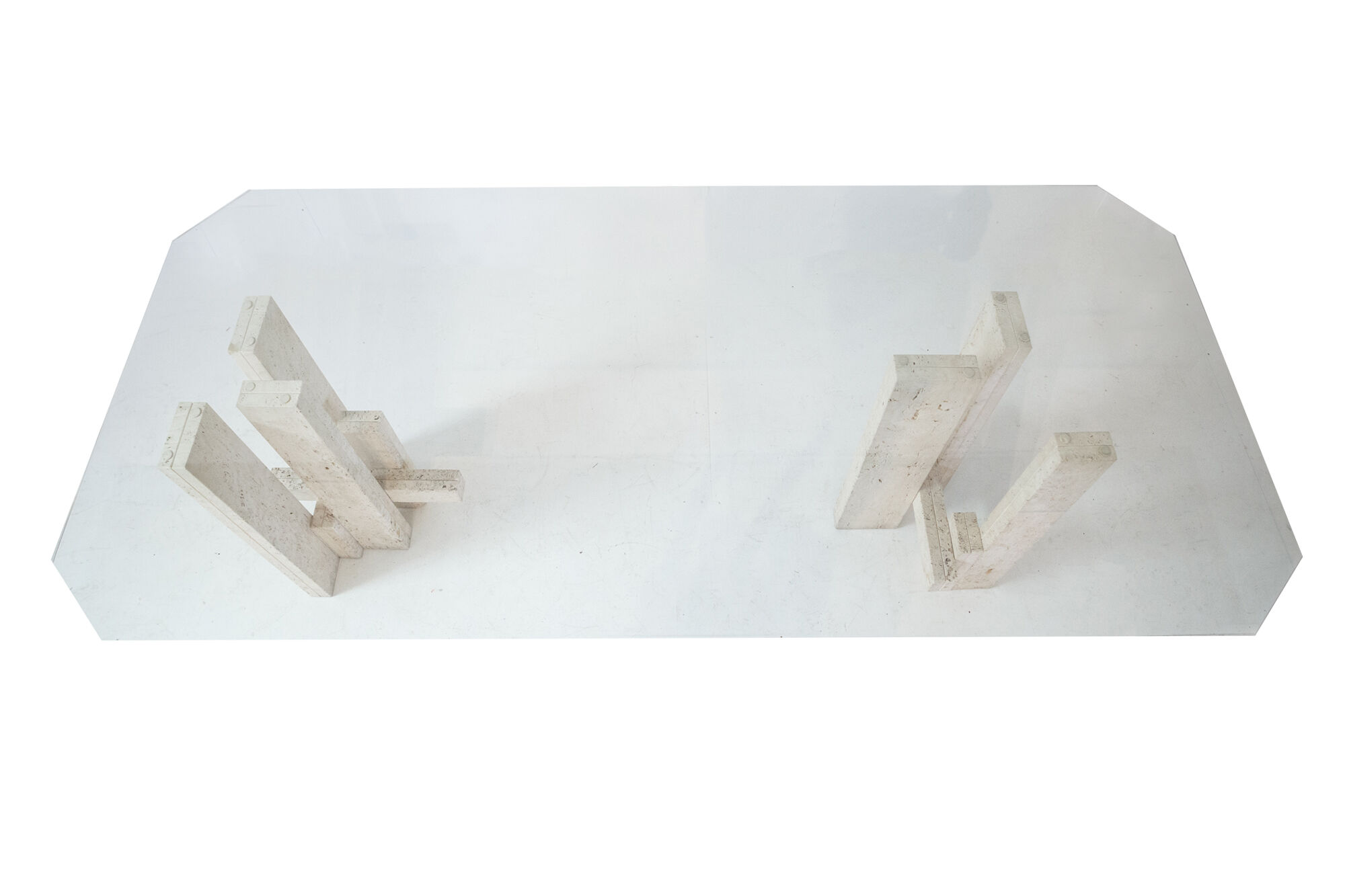 Rare architectural travertine table by Willy Ballez