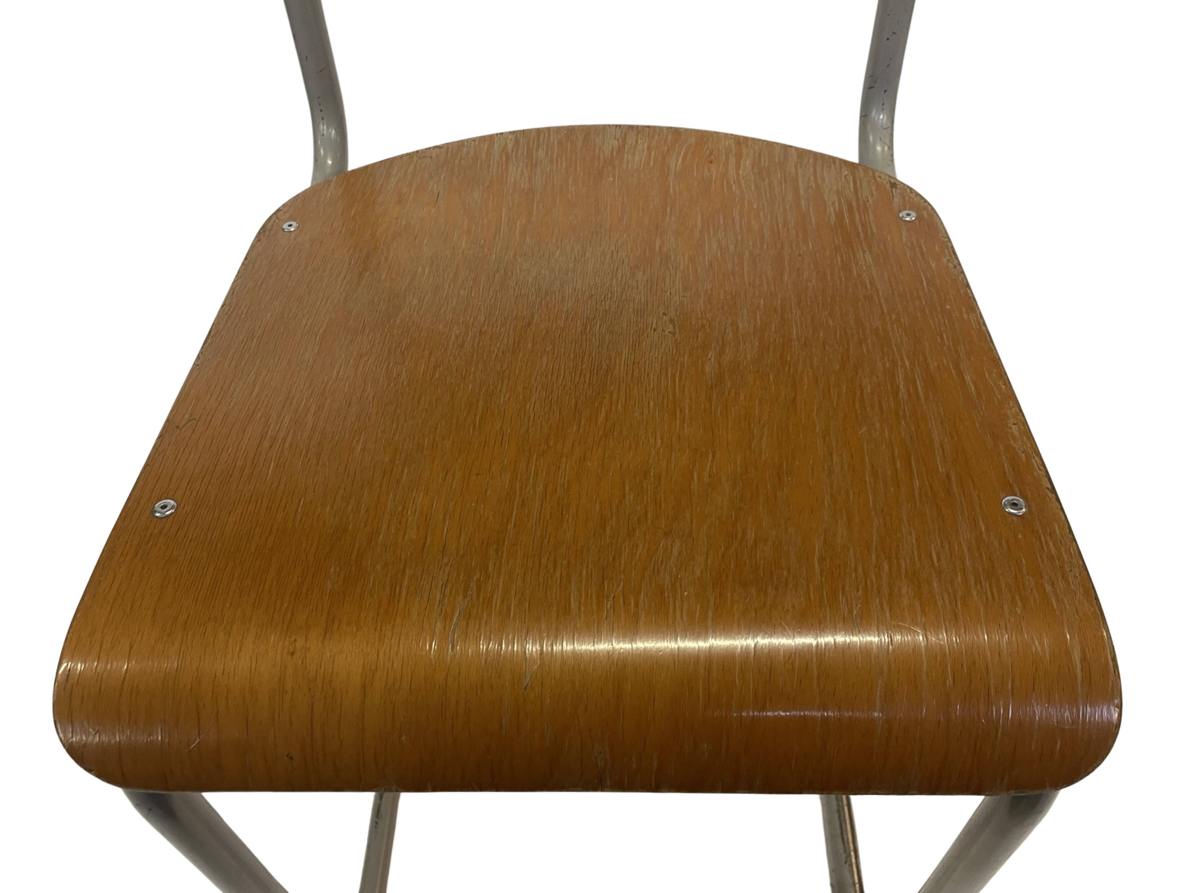 Vintage school chair 1960s minimalist design wood and metal