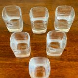 Set, vintage crystal whiskey decanter with 6 glasses, by Luigi Bormioli, circa 70's