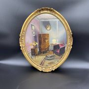 Ancient, Oil painting, interior scene, signed, wood frame, gilded, painting, French painter