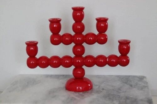 Swedish Mid Century Five-Arm Bobbin Candle Holder