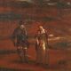Old painting of landscape and figures, oil on canvas, 18th century.