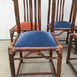 6 bamboo leather chairs 1980