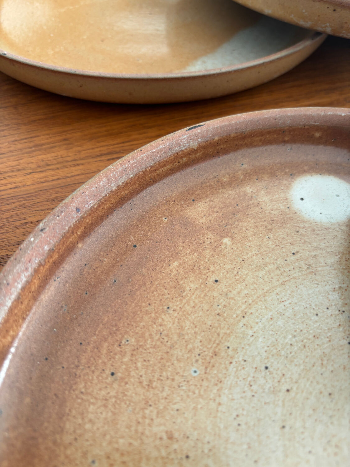 Natural stoneware plate 1970 vintage ceramic beige