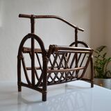Vintage rattan magazine holder
