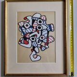 Silkscreen print after Jean Dubuffet, framed, 1970s, 25 x 31 cm