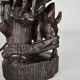 African carved ebony lamp, "Hunters, buffalo and crocodile"