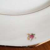 3 plats ronds en porcelaine fleurie et or