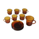 Service Duralex Vintage Orange Soaked Glass 6 cups Tea Sauces Pot
