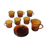 Service Duralex Vintage Orange Soaked Glass 6 cups Tea Sauces Pot