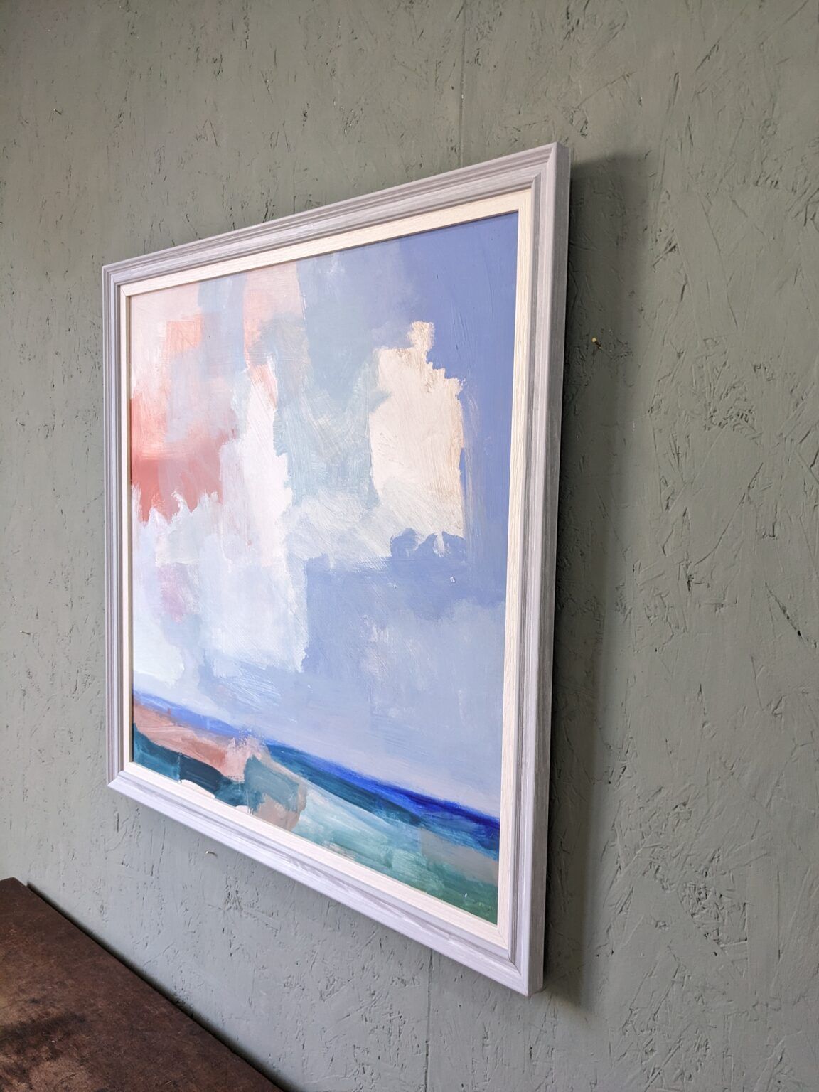 Contemporary "Summer Clouds" Abstract Seascape by British Artist Ian Mood, Framed Oil Painting