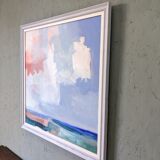 Contemporary "Summer Clouds" Abstract Seascape by British Artist Ian Mood, Framed Oil Painting