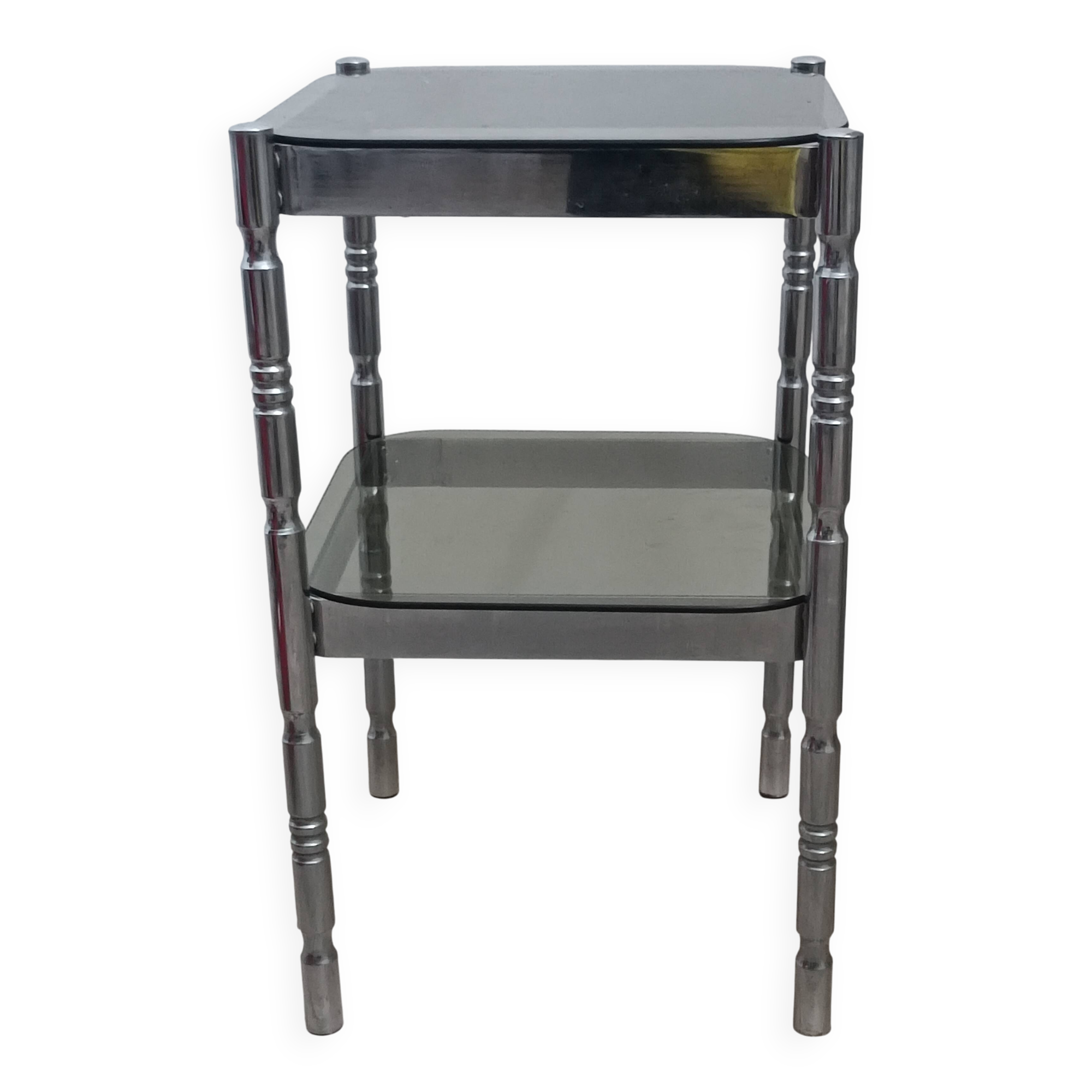 Chrome and smoked glass side table, 1970s