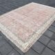 Soft Pink Oversize Vintage Turkish Floral Carpet Rug, 219x313 Cm