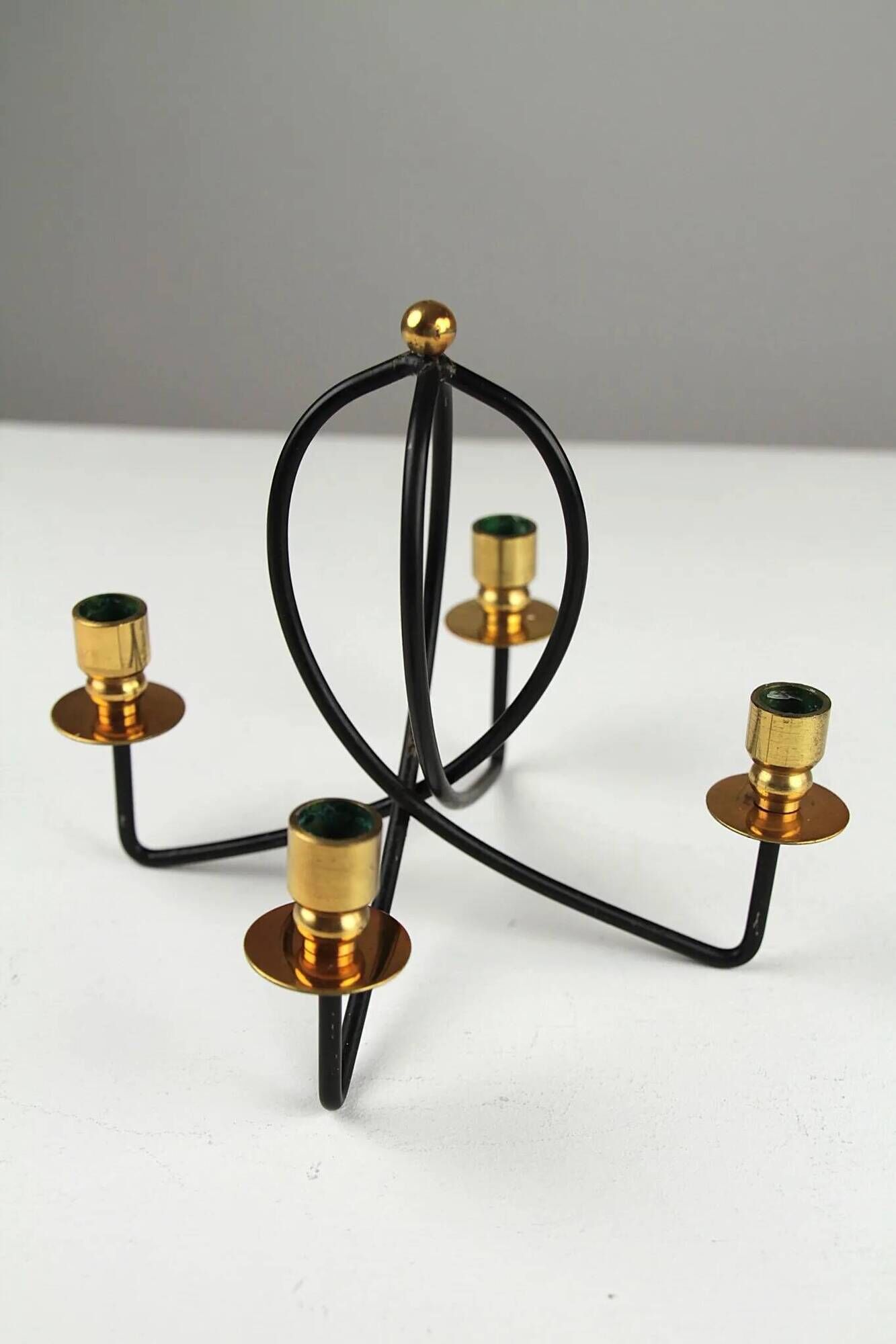 Black & brass four-light candle holder – Gunnar Ander for Ystad-Metall, Sweden, 1950s/1960s
