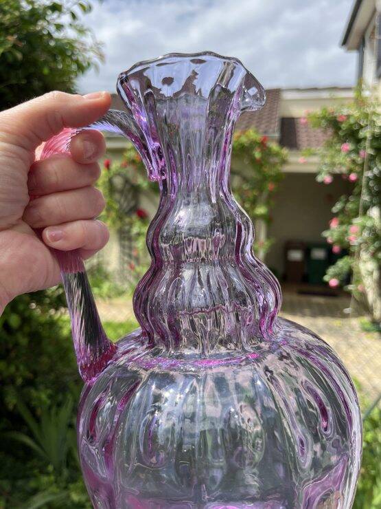 Large purple Empoli glass pitcher