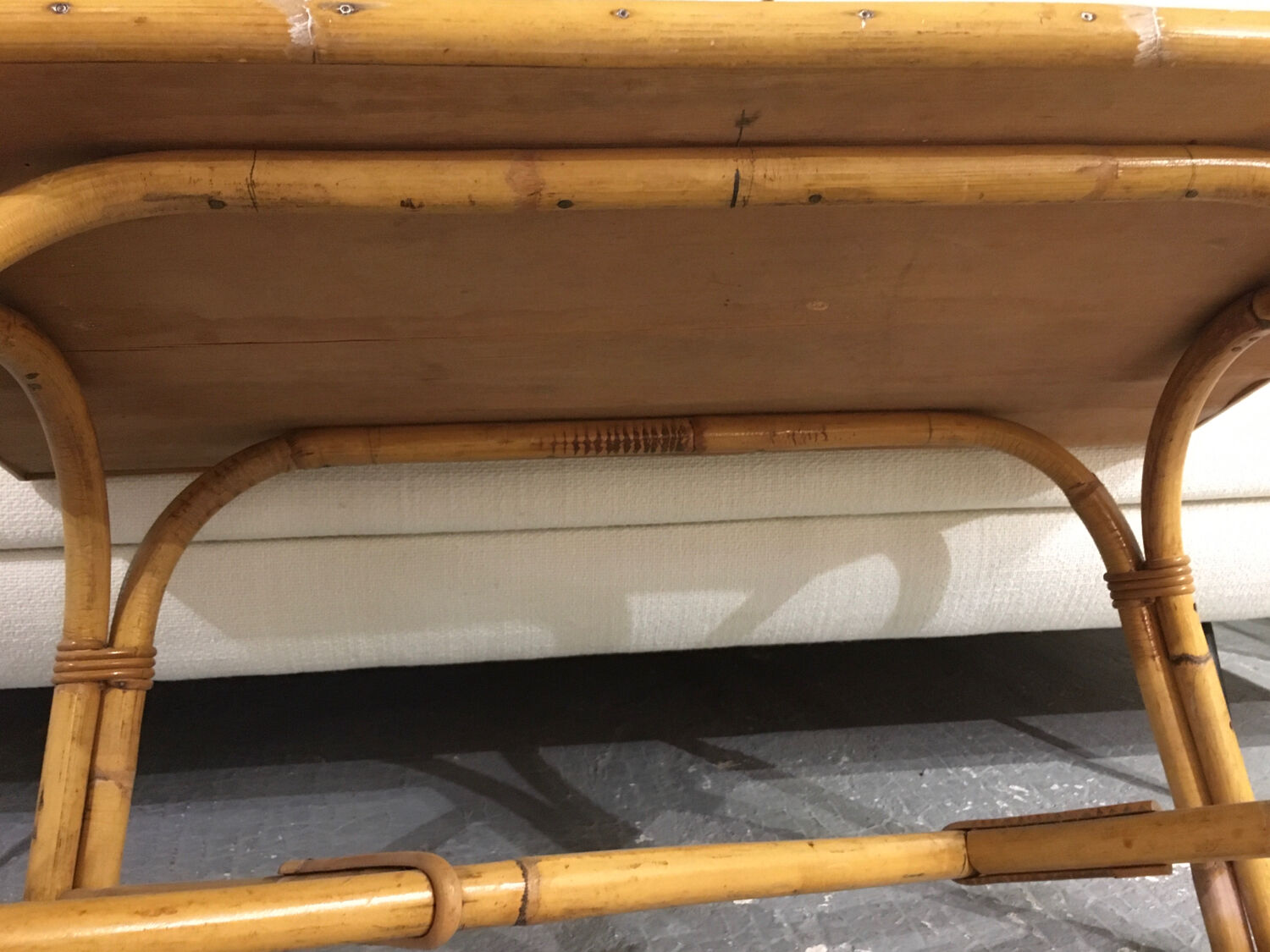 Ceramic and rattan coffee table