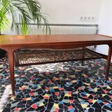 Teak coffee table and canning by Louis Van Teeffelen