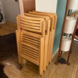 Series of 4 Scandinavian folding chairs 70s