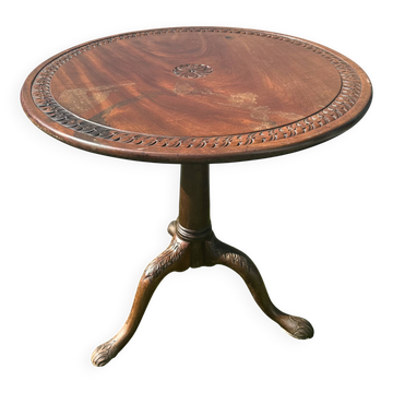 Table tripode anglaise XVIII ème Windsor en bois avec mécanisme de bascule