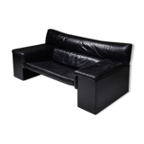 Black Leather Italian design Cini Boeri 'Brigadier' loveseats for Knoll - 1980s