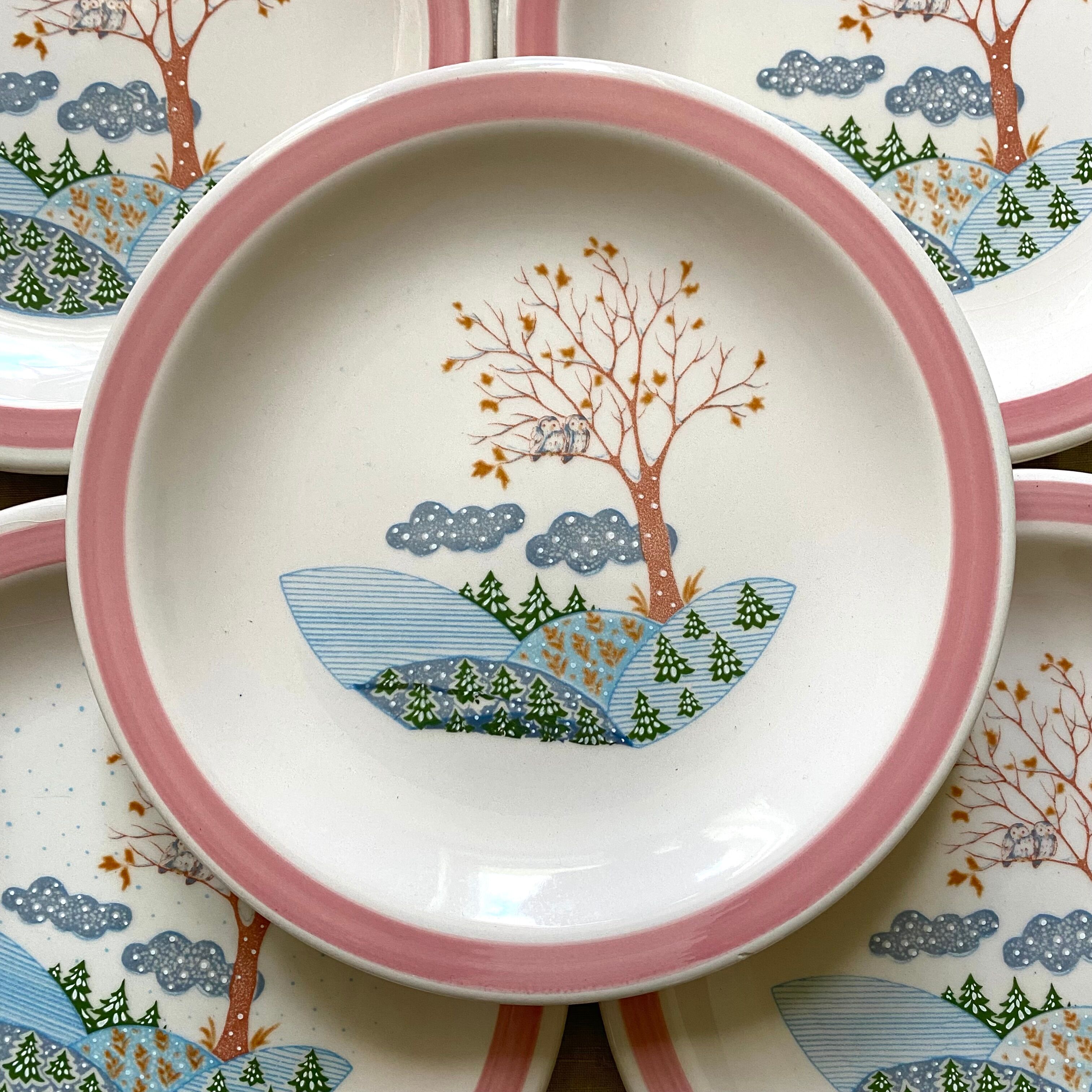 Dessert plates landscape Italy 80s