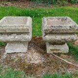 Paire de medicis jardinières en pierre ancien vintage