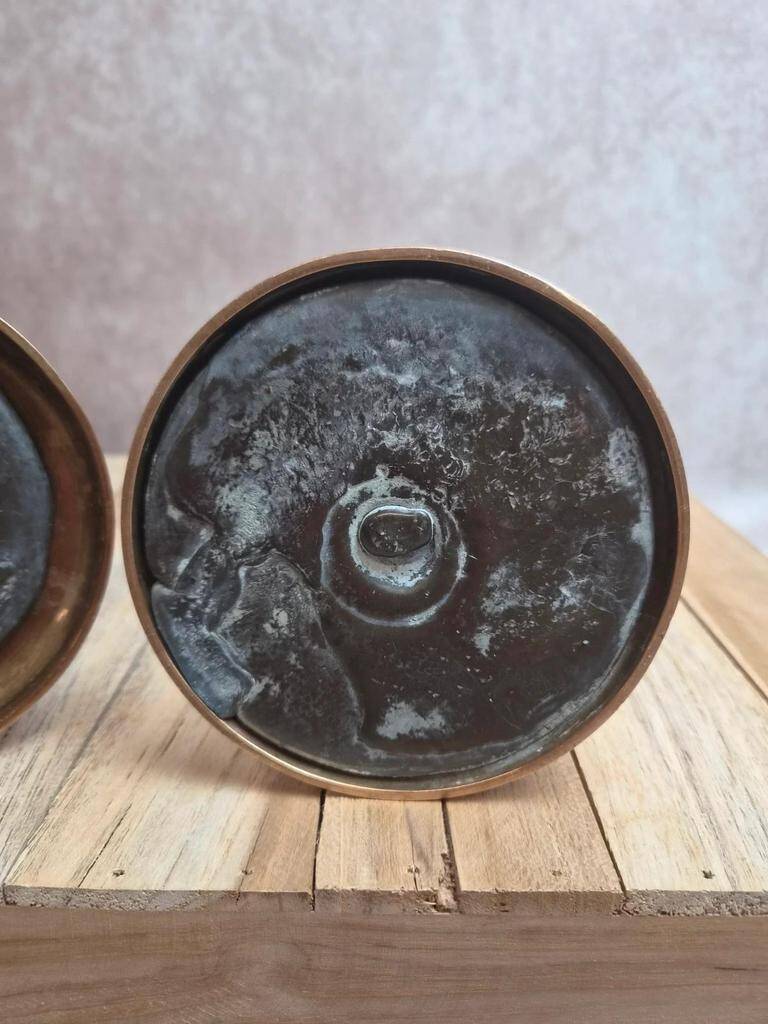 Pair of antique weighted brass candlesticks – neoclassical style