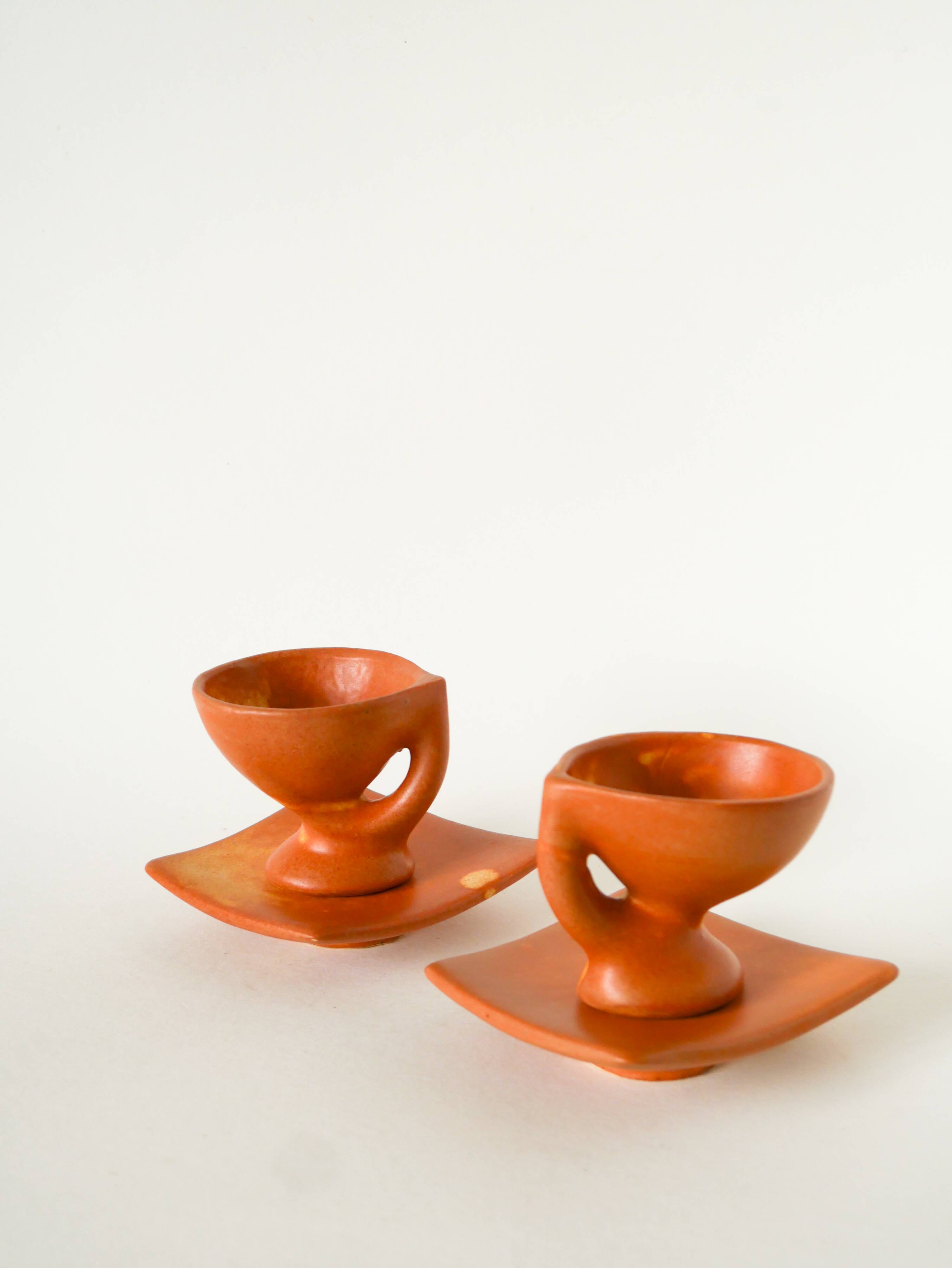 service à café en grès, Forme Libre, Vallauris, 1970