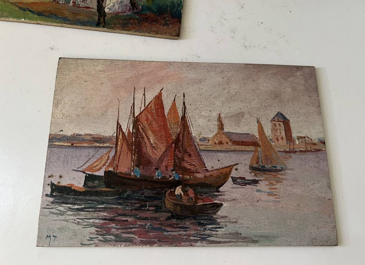 Pair of seascape paintings on Brittany panel