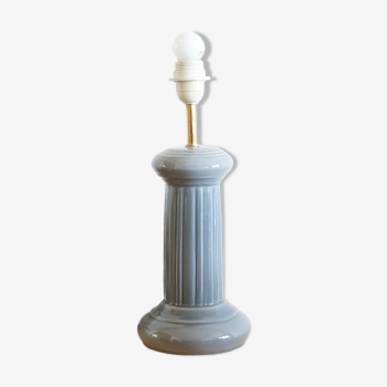 Column lamp base in gray earthenware