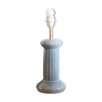 Column lamp base in gray earthenware