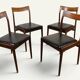 Set of 4 vintage teak and black faux leather chairs – 1960s