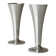 Two silver-coloured lightweight metal flower vases.
