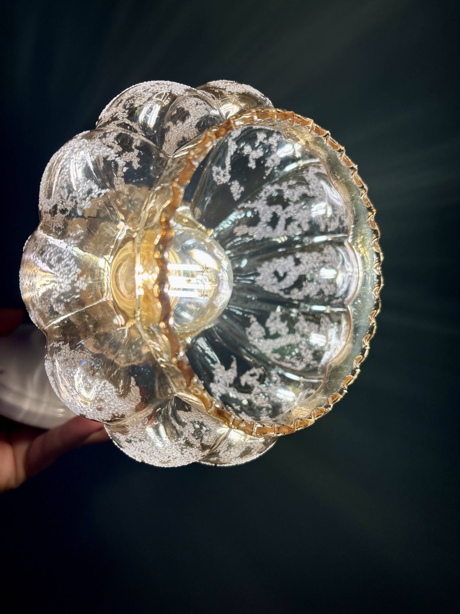 Vintage amber frosted glass tulip wall light