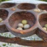 Large vintage Awale Oware game hand carved wood Nigeria 1980s