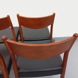 Set of 6 vintage Scandinavian Fristho Franeker chairs in teak and skai from the 60s