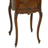 Table de chevet ancienne bombée en marbre Louis XV fin XIXe siècle