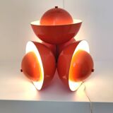 Living room lamp with 4 lights in orange color lacquered metal circa 1970