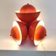 Living room lamp with 4 lights in orange color lacquered metal circa 1970