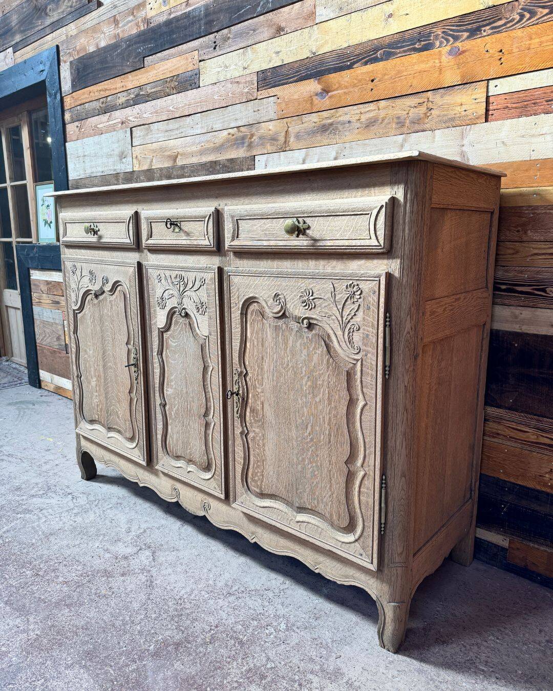 Solid oak buffet - sandblasted - late 18th century