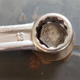 Industrial teak and metal table