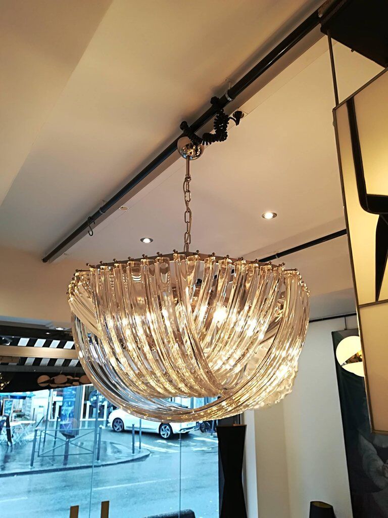 Lustre en cristal courbé de Murano