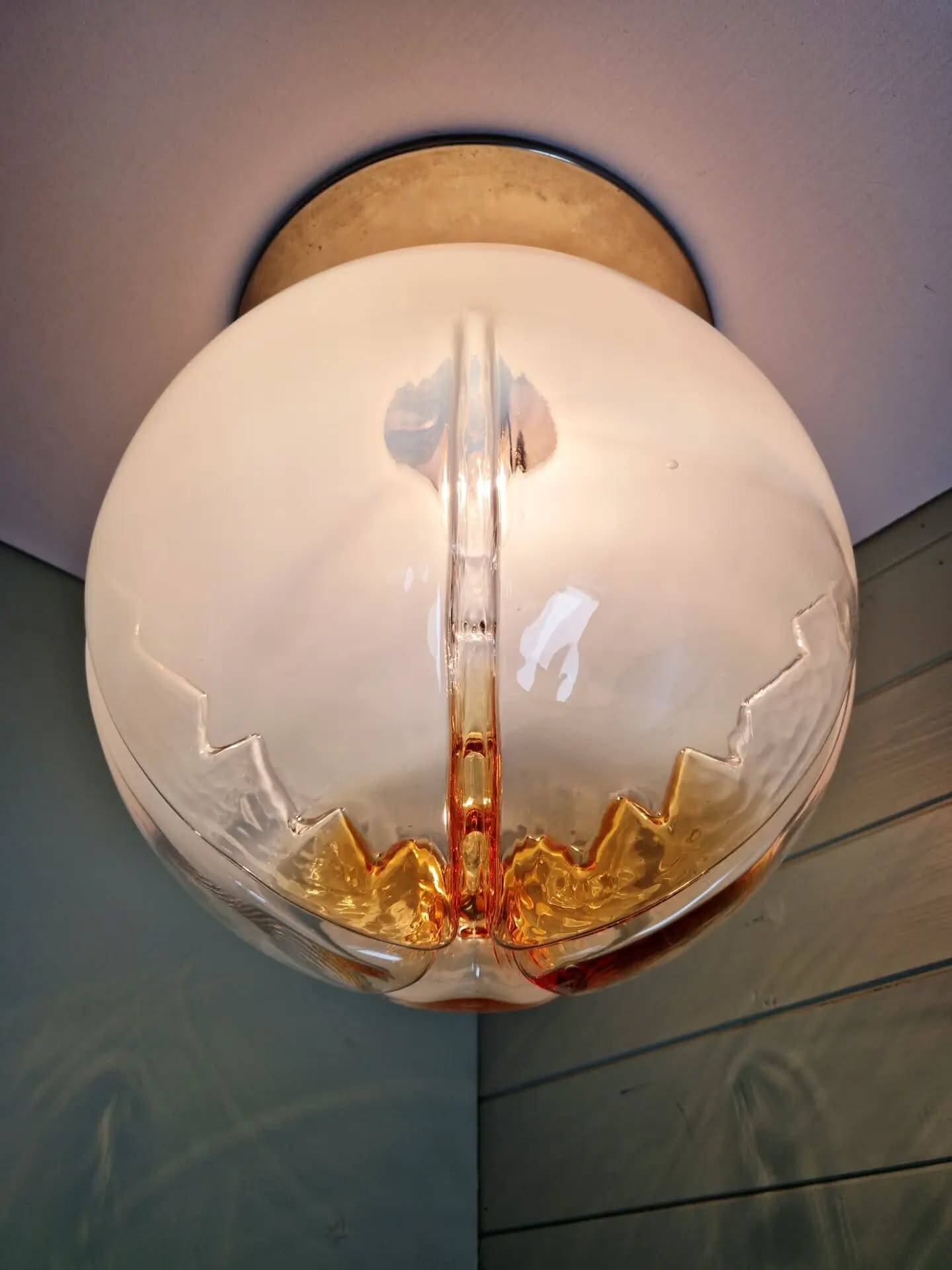 Large Murano glass ceiling light, Mazzega (Italy), 1970.