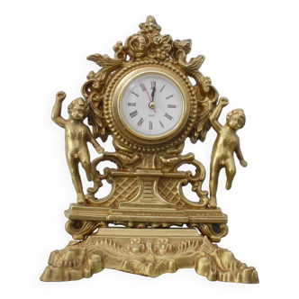 Horloge en bronze dore cherubin angelot rococo